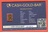 Deutschland 1/100 Unze Goldbarren Gold 2012 Cash-Gold-Bar - Motiv: Springbock Prfr. in Pappkarte