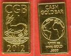 Deutschland 1/100 Unze Goldbarren Gold 2012 Cash-Gold-Bar - Motiv: Springbock Prfr. in Pappkarte