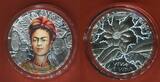 Kamerun 1.000 Francs CFA Silber - 1 Oz Silver Proof Coin 2019 Frida Kahlo - The Legendary Woman - Viva la Vida Polierte Platte mit Box, Zertifikat ist auf Pappschuber gedruckt