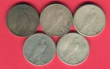 USA, United States of Amerika, Vereinigte Staaten 5 x 1 Dollar Silber 1922 - 1926 Lot von 5 x 1 $ Peace Typ Durchschnitt ss, Lot siehe Bild