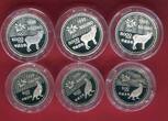 Japan 3x5000 Silber + 3x500 Yen Cu/Ni 1997/98 XVIII. Olympische Winterspiele Nagano - RAR/Selten PP in Kapseln