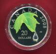 Kanada 20 Dollars Silbermünze 2008 Crystal Raindrop (1 oz, coloriert mit Kristall) Polierte Platte in Kapsel mit Zertifikat & Box