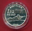 Frankreich 1,50 Euro Silber 2005 Biathlon Polierte Platte in Kapsel, Zertifikat, Box & Umkarton; OVP