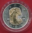 Frankreich France 5 Euro Bimetall Gold Silber 2004 Säerin, Sameuse Goldinlay 2,7 g 0.750 PP OVP Polierte Platte Box Zert Umkarton Schleife
