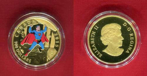 Kanada 100 Dollars Goldmünze 2015 Iconic Superman Comic Book Covers: Superman #4 (1940) Rare Mintage