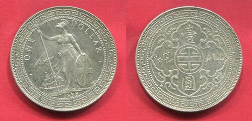 Great Britain Hong Kong Trade $ Dollar 1899 B Handelsdollar Hong Kong Multilingual Issue Bombay Mint