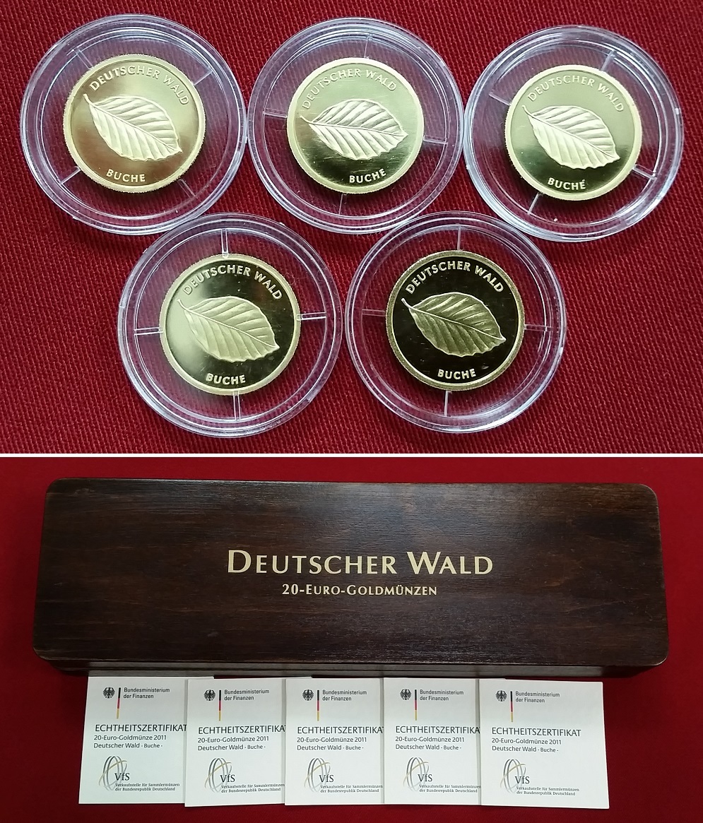 Bundesrepublik Deutschland 5 x 20 Euro A, D, F, G, J Satz Deutscher ...
