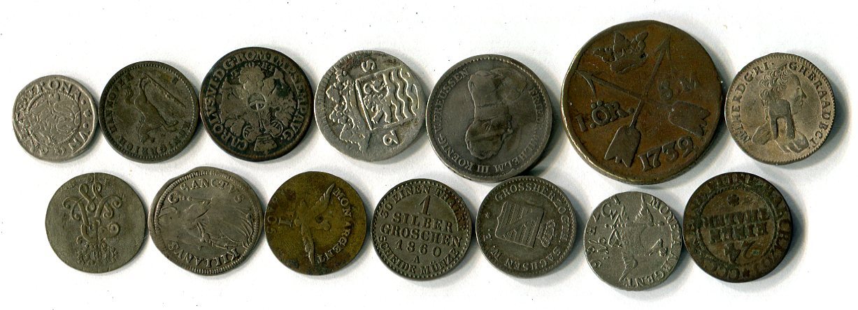 diverse Länder, Lot diverse Währungen, Lot 1644-1860 Lot von Kursmünzen ...