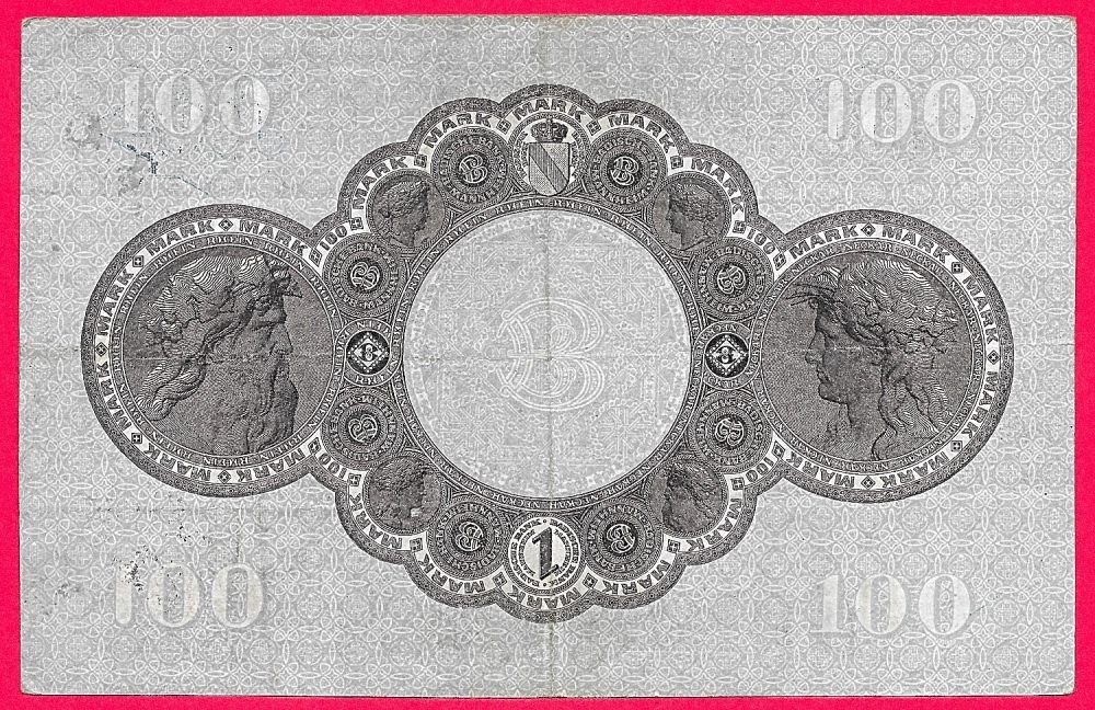 Deutsches Reich 100 Mark Laenderbanknote Die Badische Bank ...