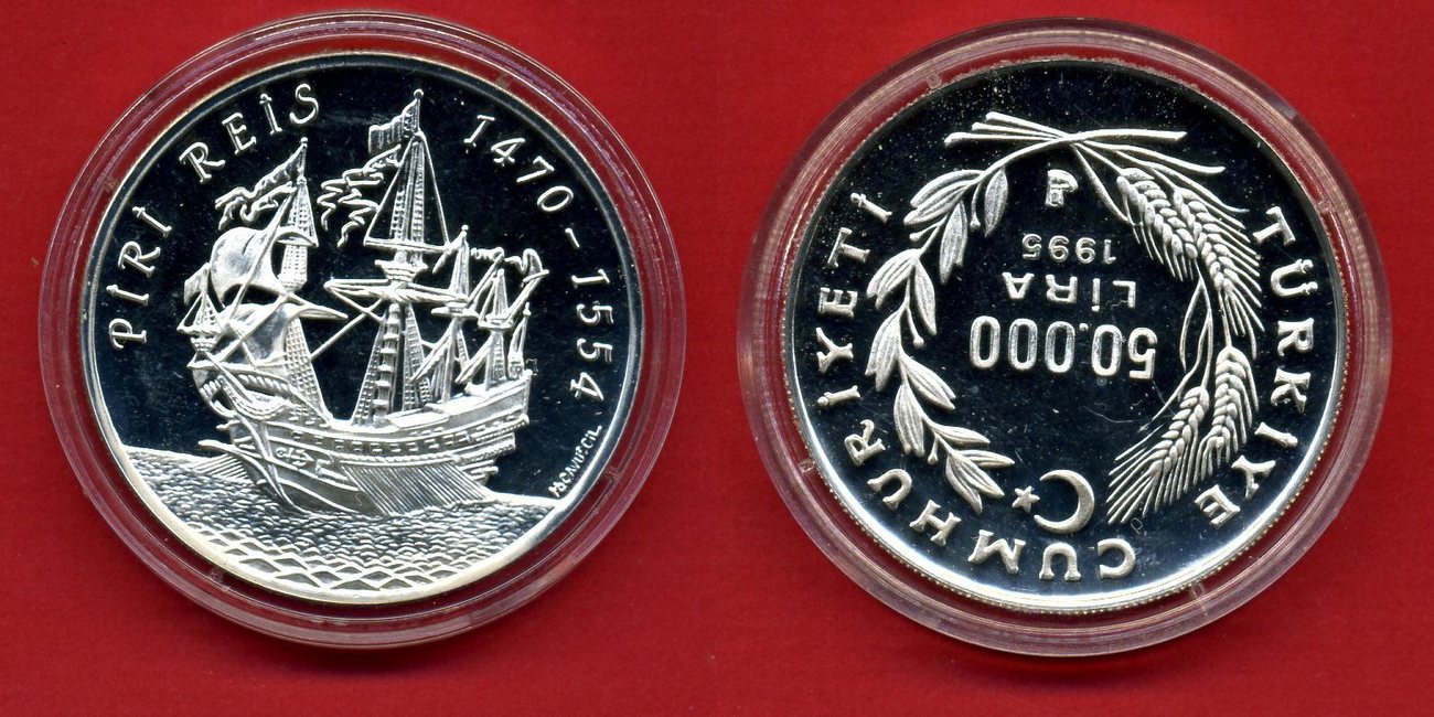 Türkei 50.000 Lira 1995 Segelschiff Piri Reis PP in Kapsel ...