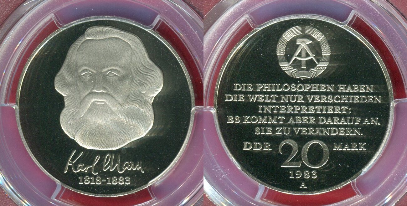 20 Ddr Mark Münze Karl Marx 1983 Wert DDR 20 Mark 1983 A Gedenkmünze 100. Todestag Karl Marx Proof PP PCGS