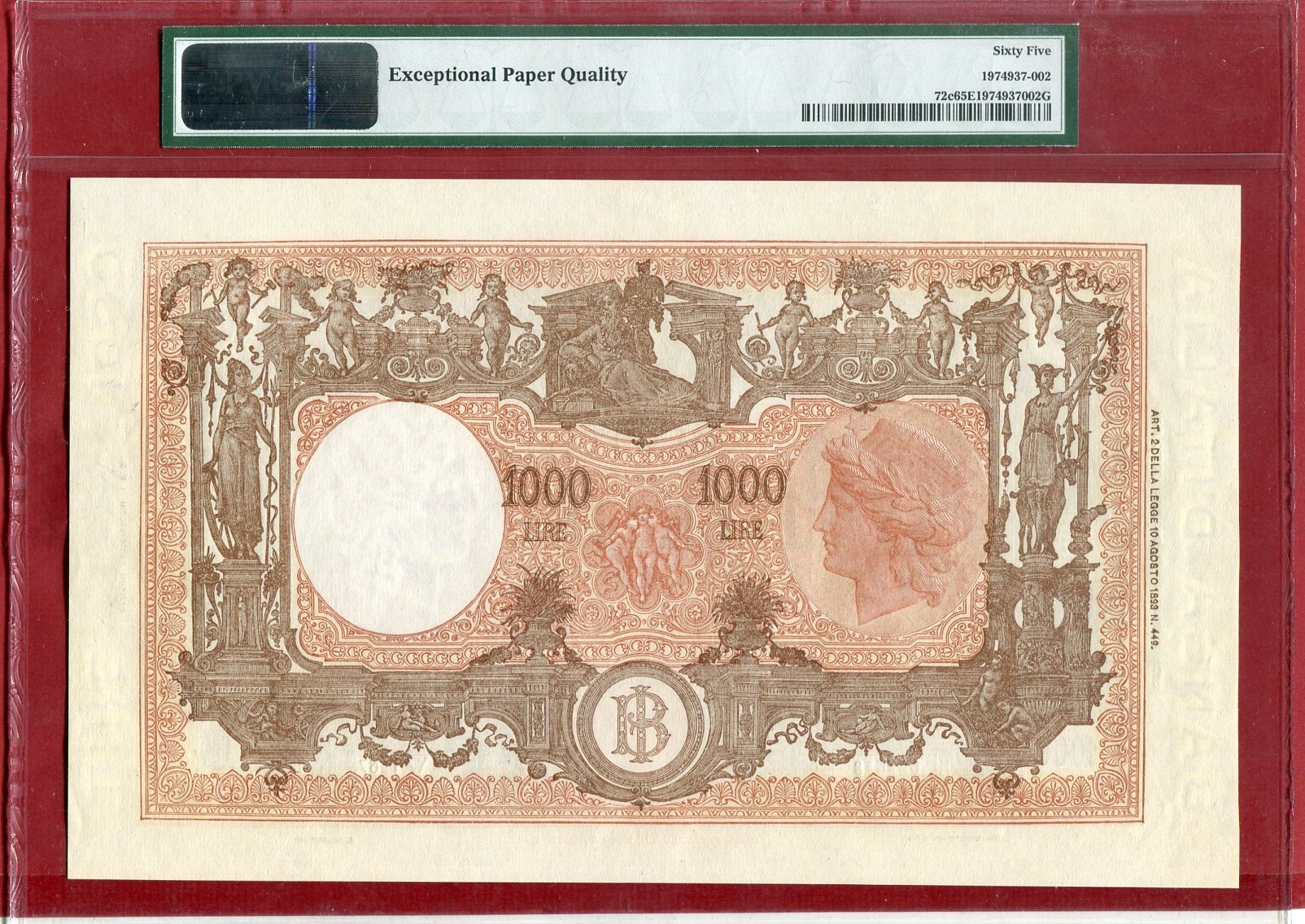 Italien Italy 1000 Lire 1943 Rare In This Quality Banca D Italia I Pmg 65 Gem Unc Ma Shops