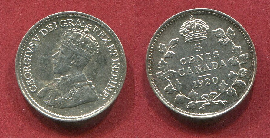 Kanada Canada 5 Cents 1920 George V 2 Years Type Vz prfr MA Shops Kanada Canada 5 Cents 1920 George V 2 Years Type Vz prfr MA Shops