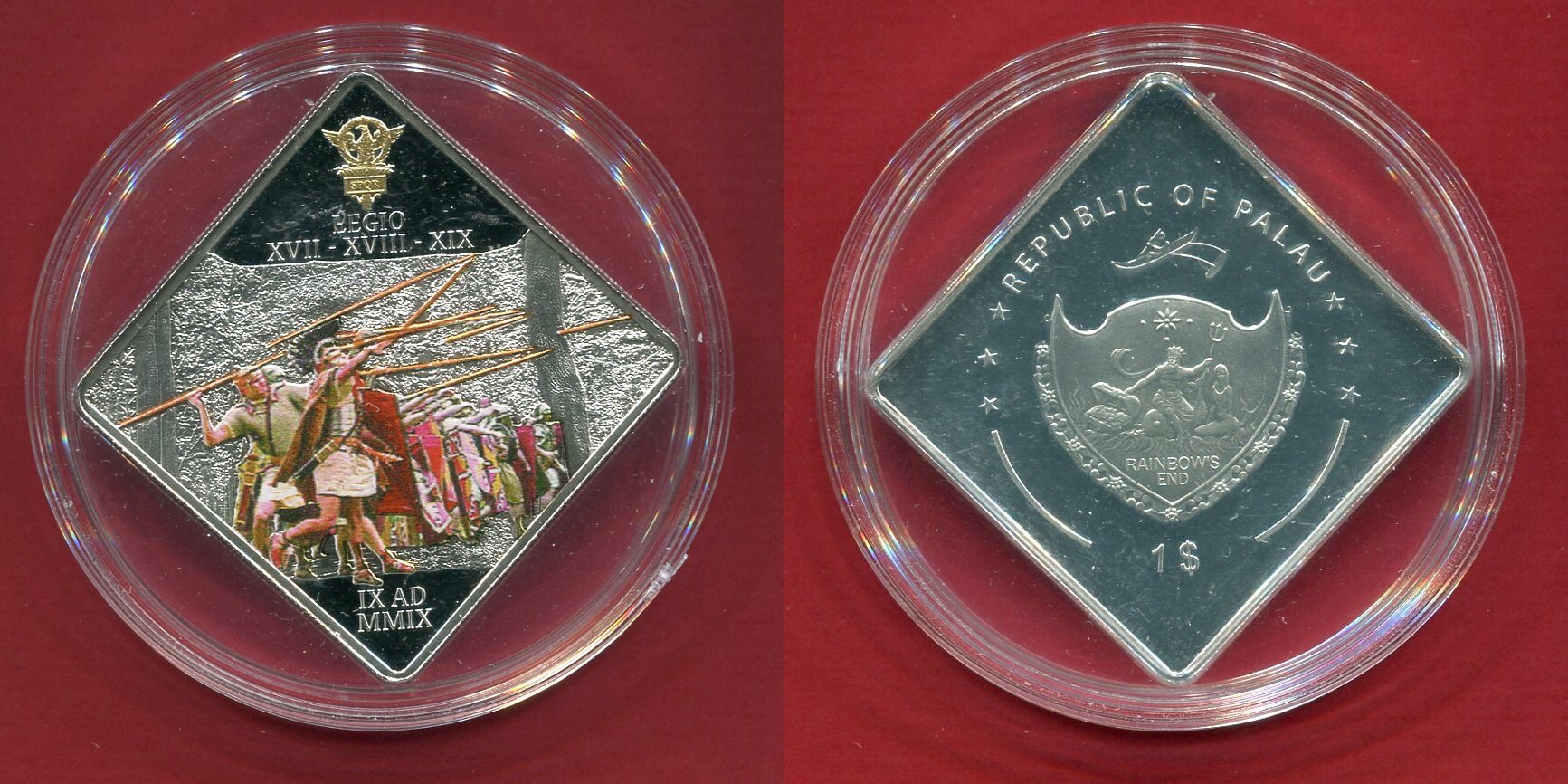 Palau 1 Dollar Viereckmünze (versilbert) 2009 2000 Jahre Varusschlacht