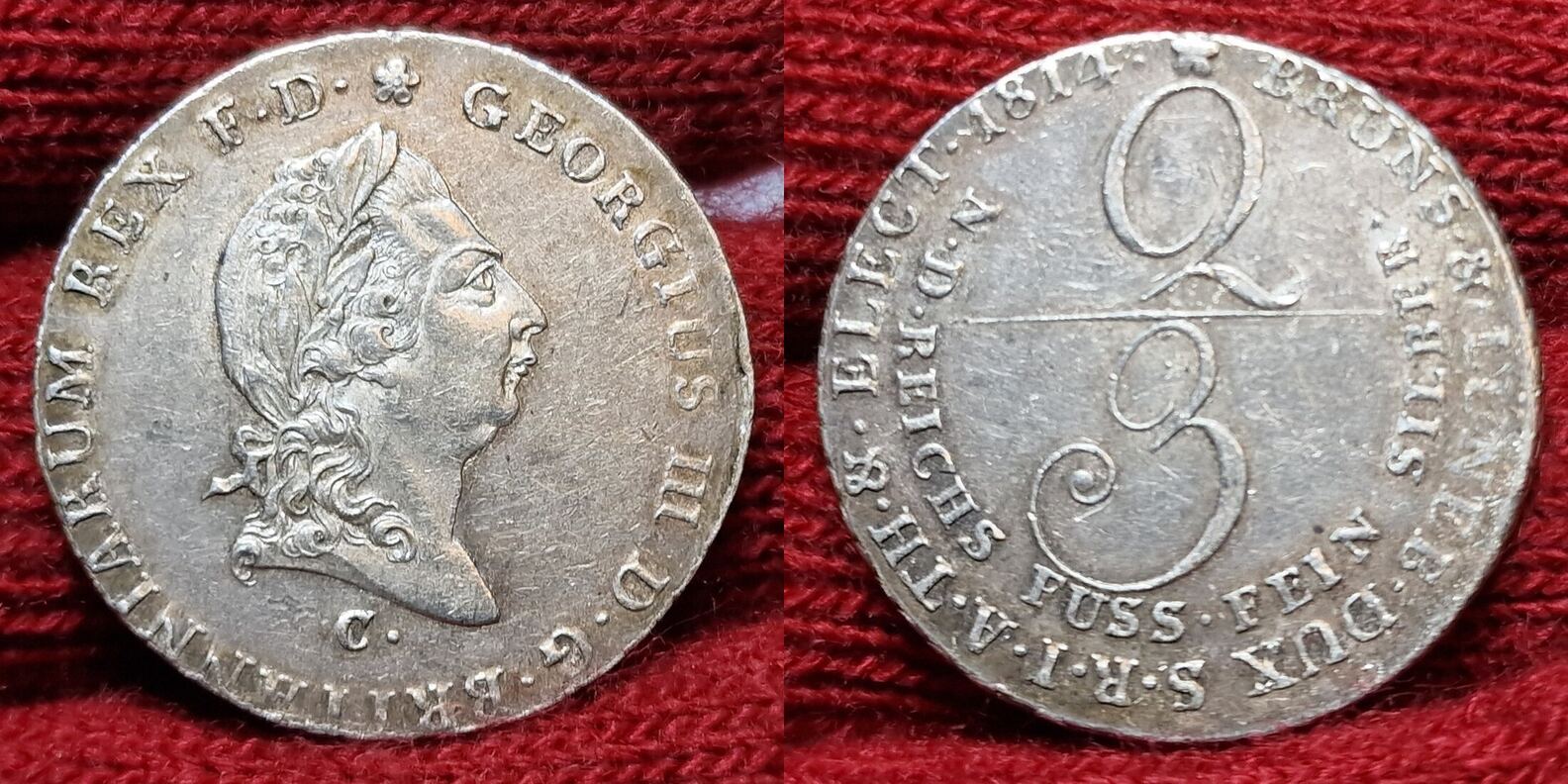 Hannover Königreich 2/3 Taler 1814 C Georg III. Personalunion mit ...