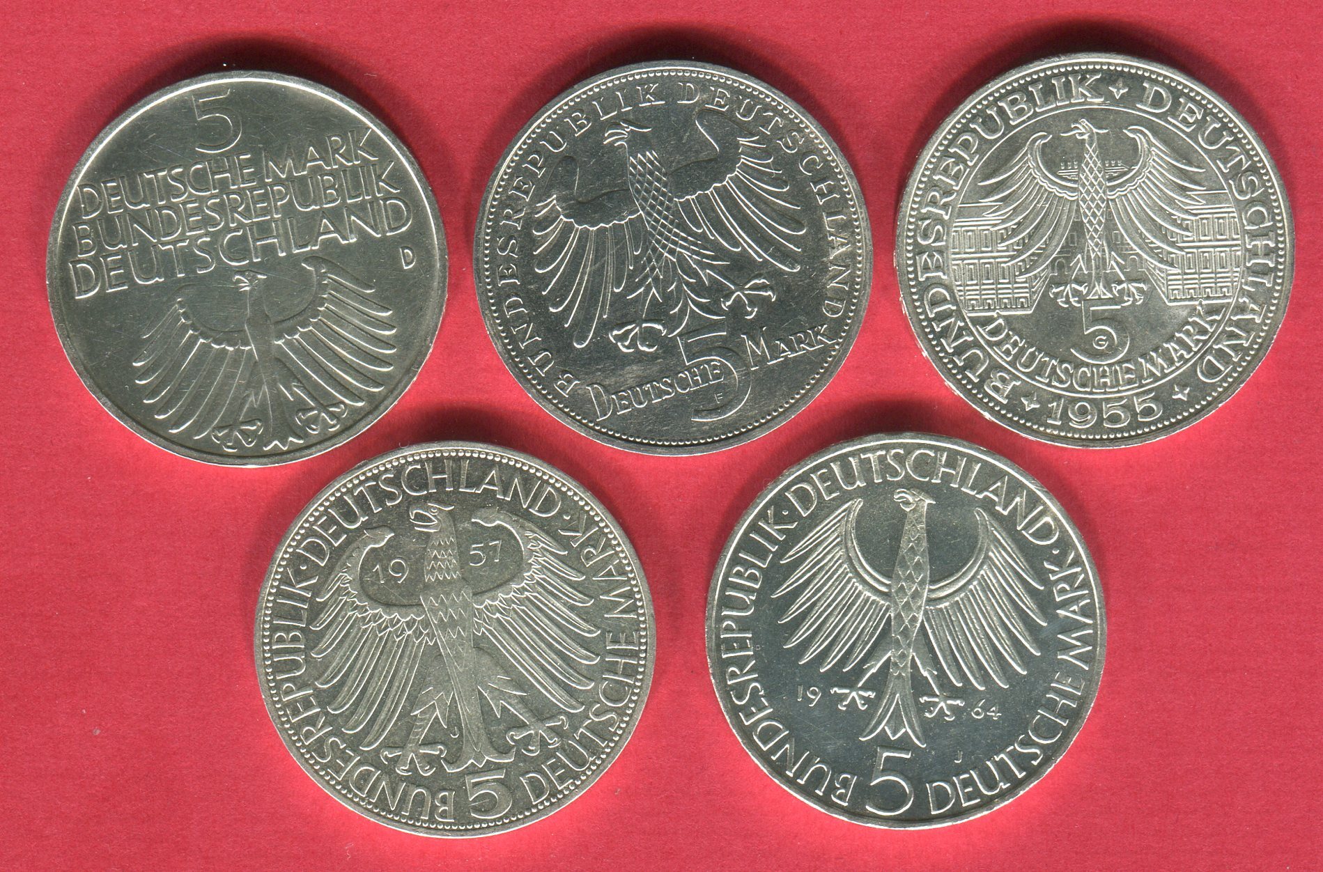 bundesrepublik-deutschland-germany-frg-43-x-5-dm-gedenkm-nzen-lot