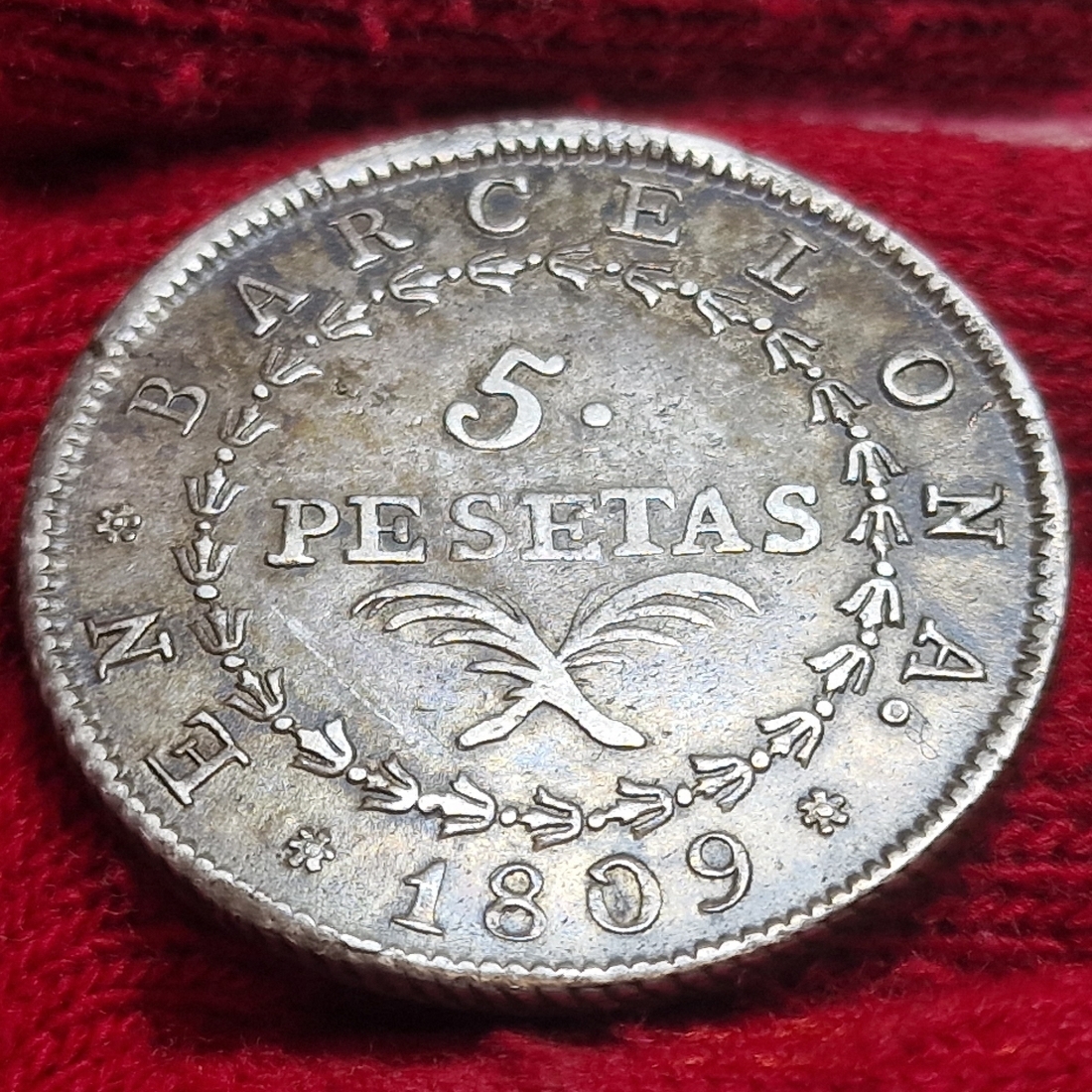 Spanien Franz sische Besetzung Barcelona 5 Pesetas 1809 Joseph Napoleon spanien-franz-sische-besetzung-barcelona-5-pesetas-1809-joseph-napoleon