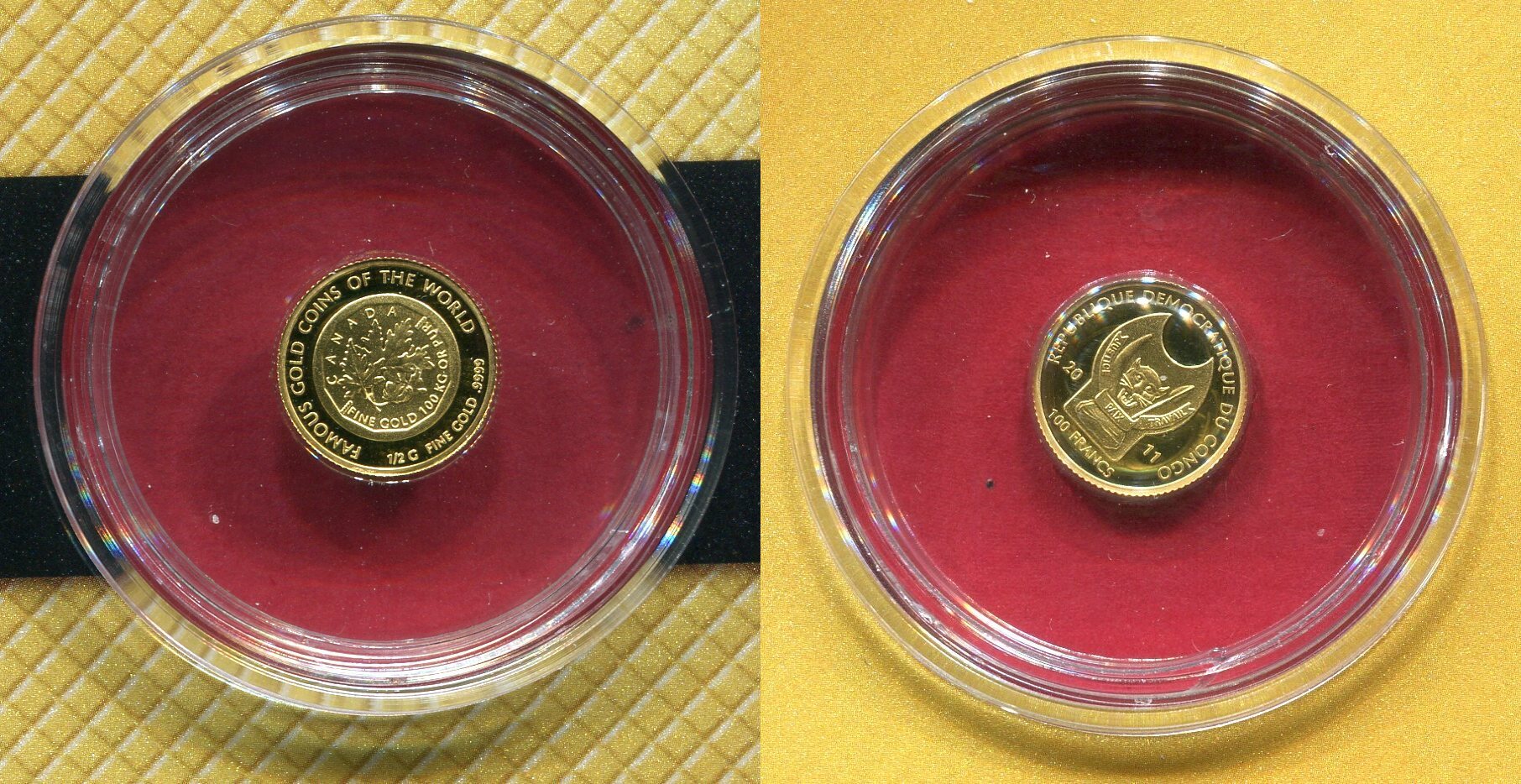 DR Kongo 100 Francs Minigoldmünze 2011 Berühmte Goldmünzen der Welt
