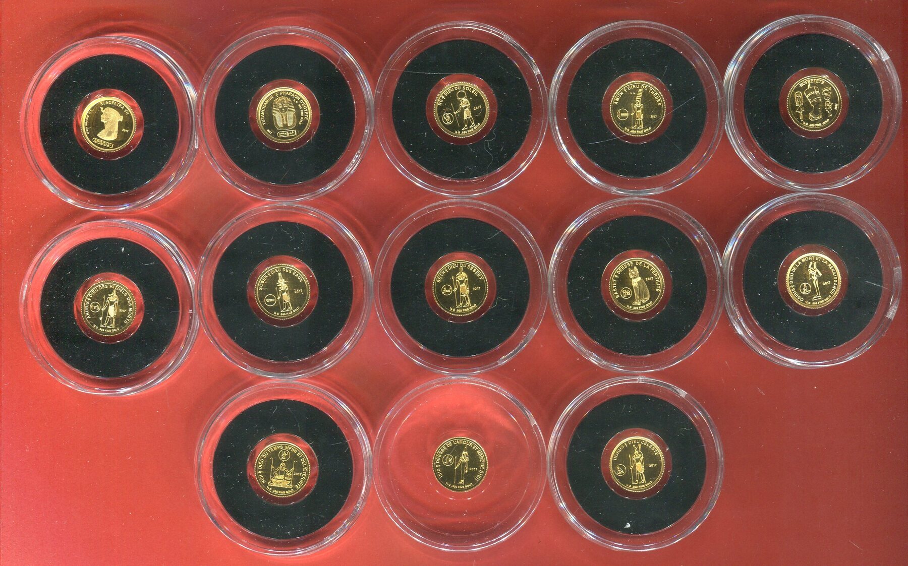 Elfenbeinküste 13 x 100 Francs CFA Minigoldmünzen 2017 Ägyptische