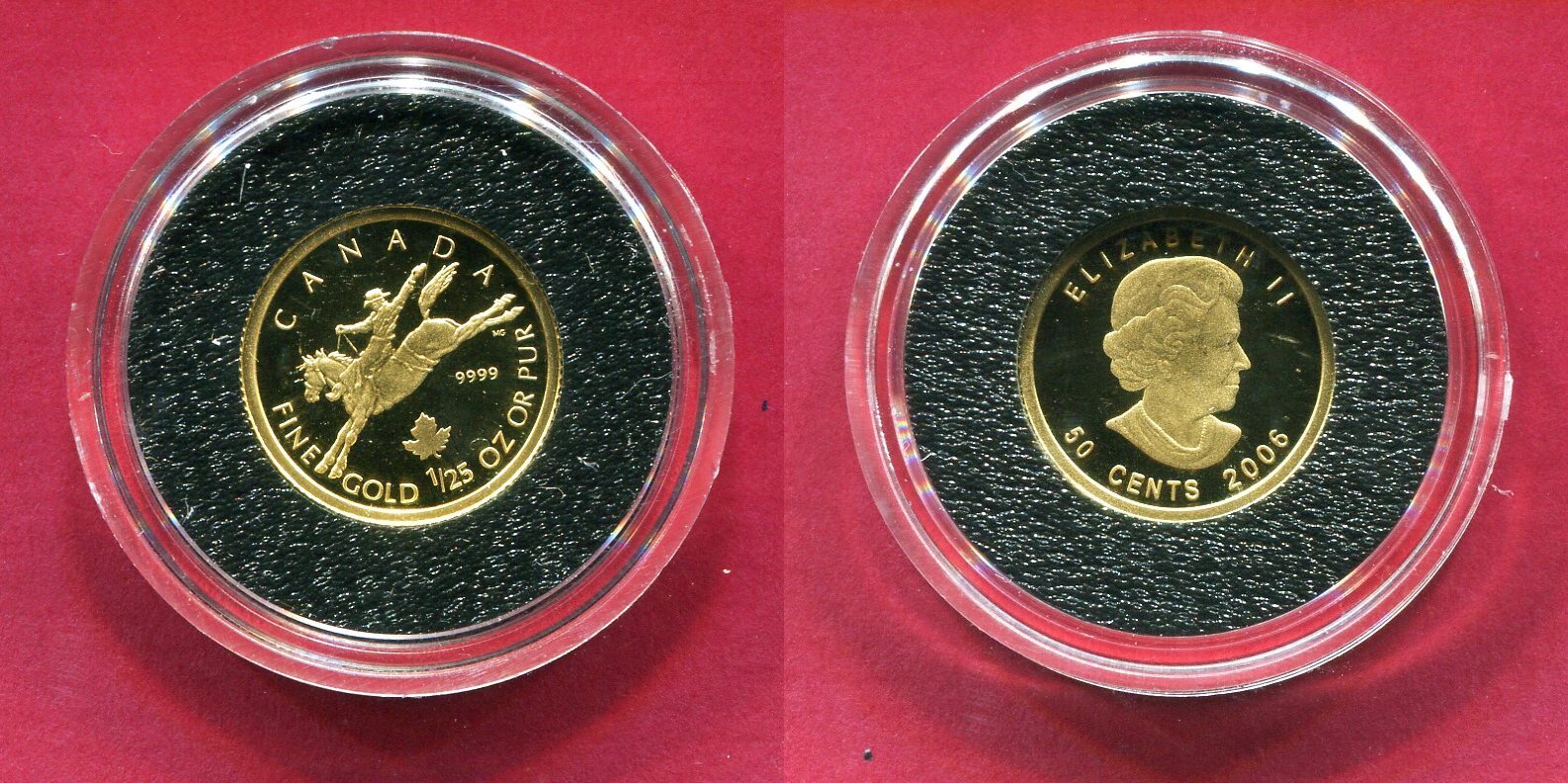 Kanada 50 Cents Minigoldmünze 2006 Cowboy (1/25 oz) PP in Kapsel mit ...