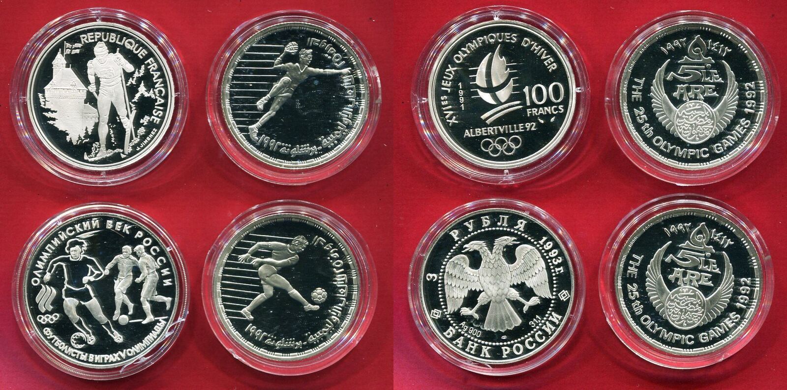 div. Länder Lot aus vier Silbermünzen 19921993 Diverse Motive