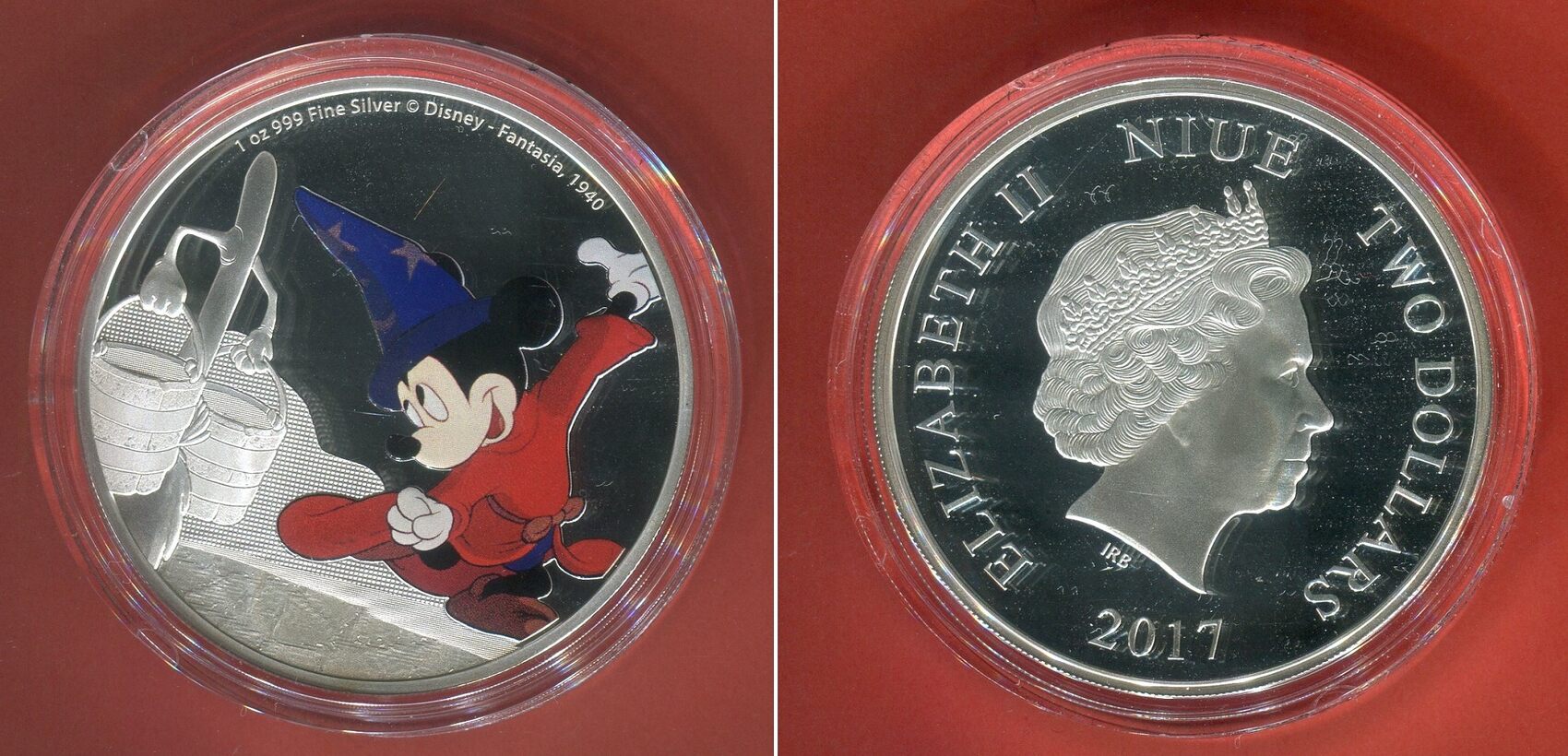 Niue Islands 2 Dollar Silbermünze 2017 Mickey Mouse - Fantasia