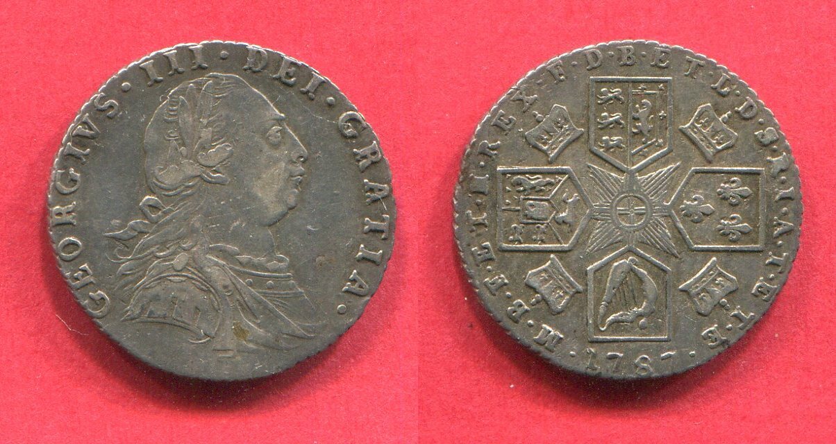 Great Britain England Großbritannien 6 Pence 1787 III. f. vz kl