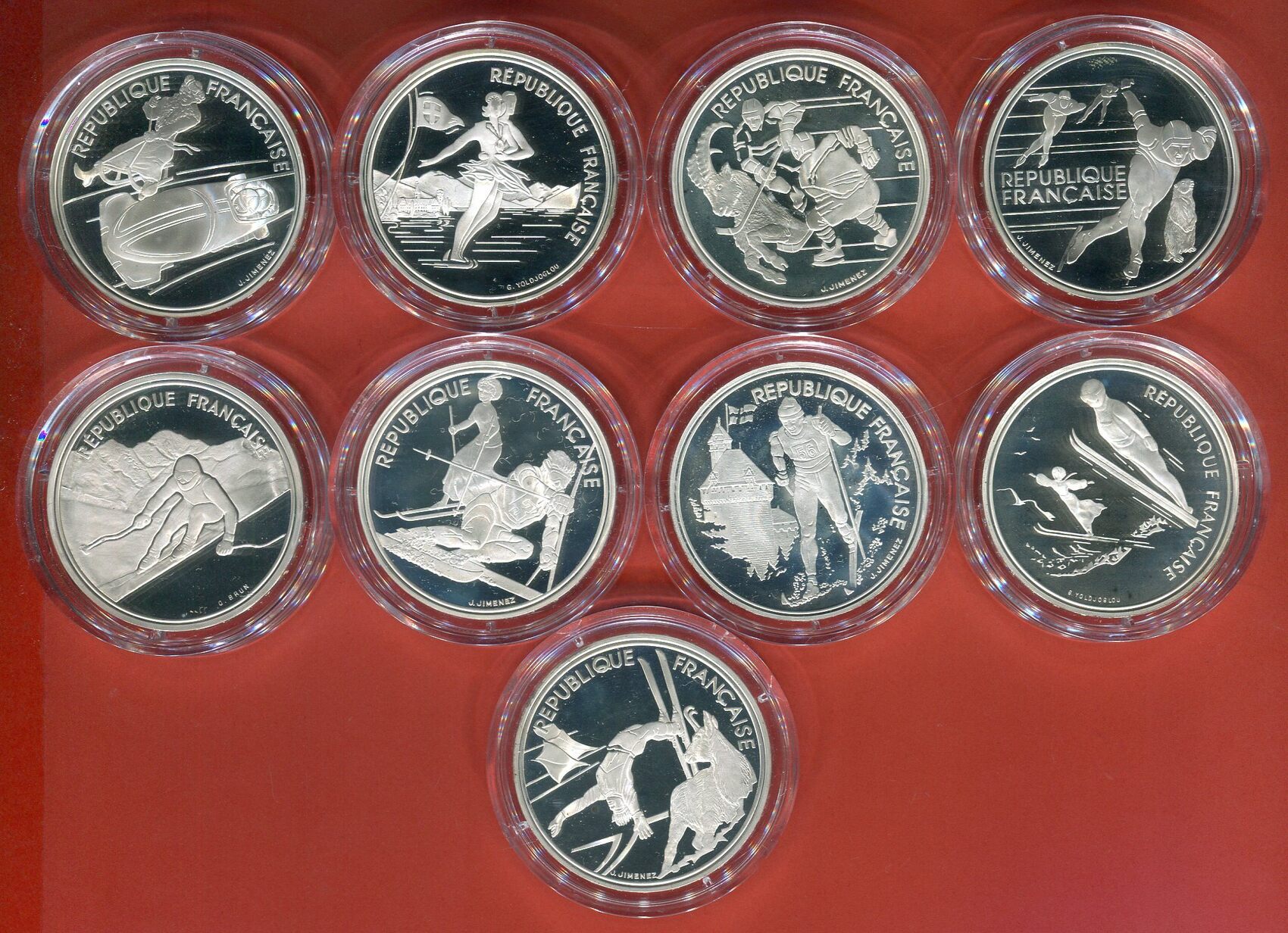 Frankreich 9 x 100 Francs Gedenkmünzen Konvolut 19891991 Olympische