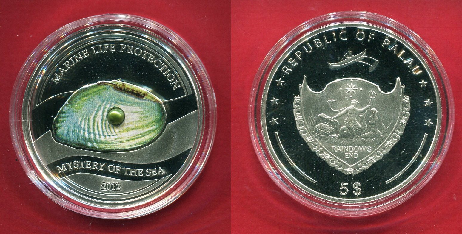 Palau 5 Dollars Silbermünze mit Farbauflage 2012 Mystery of the Sea ...