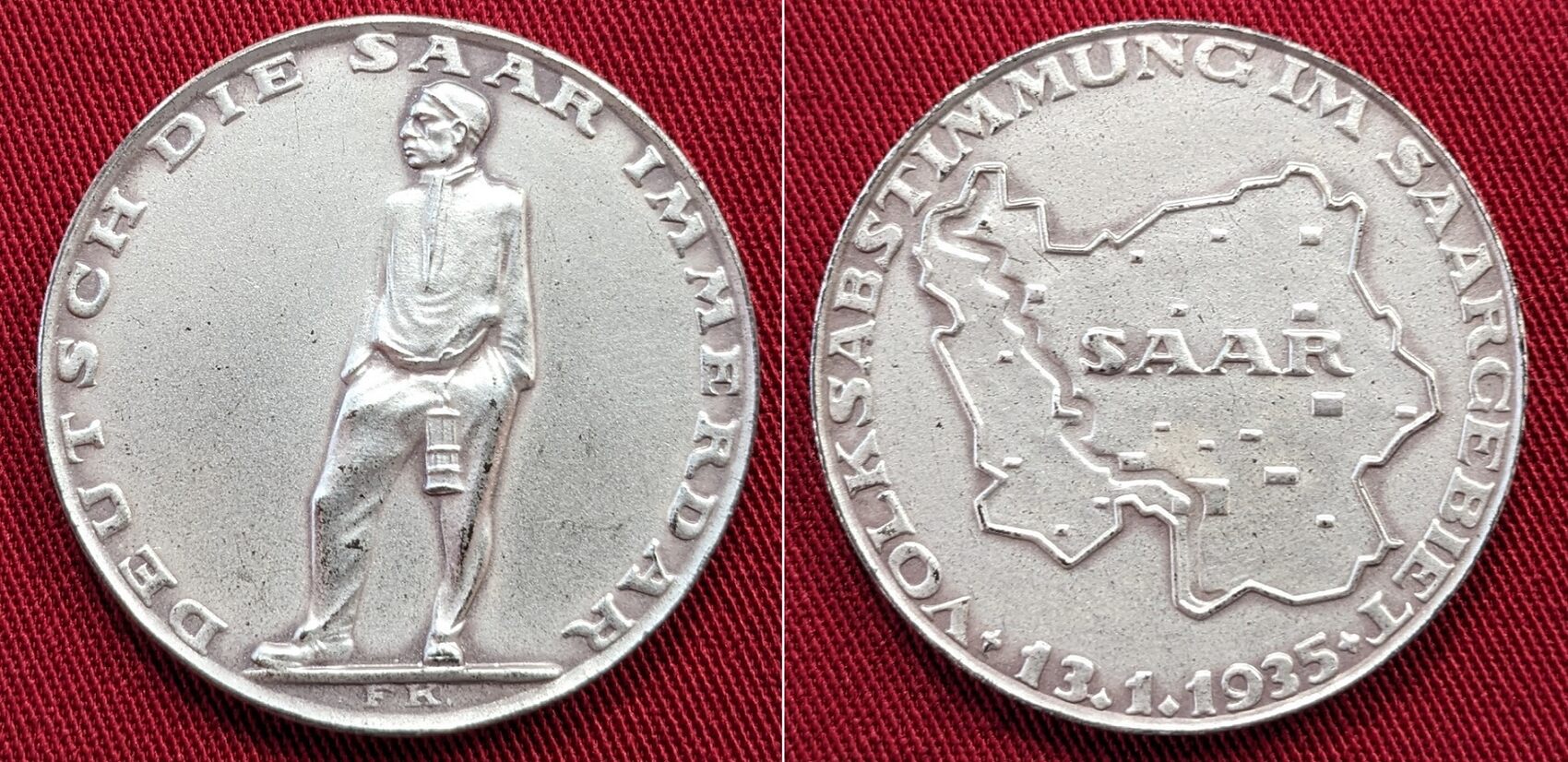 Germany Deutschland III. Reich Medaille Silber DEUTSCH DIE SAAR 