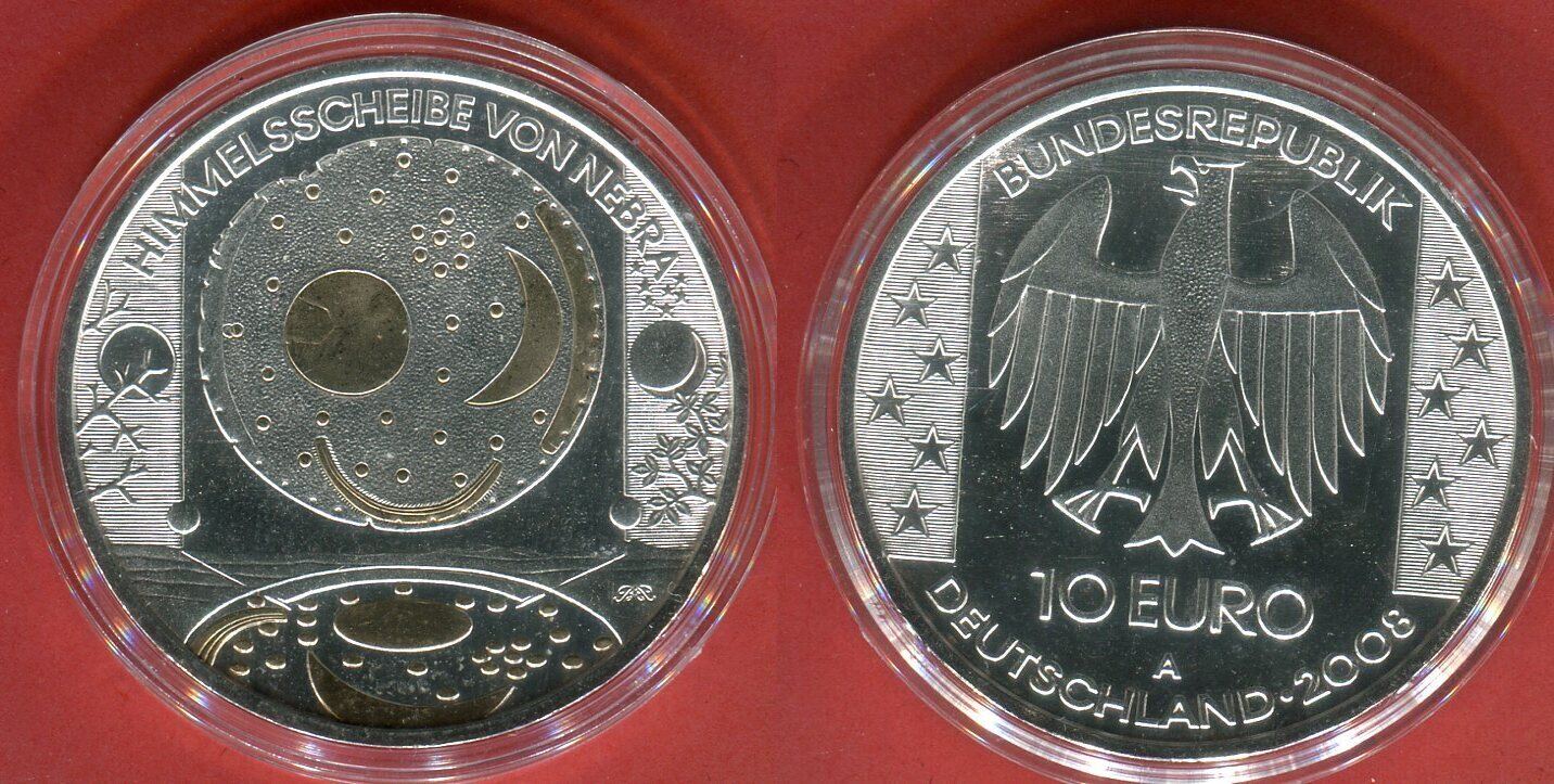 10 Euro Münze 2008 Himmelsscheibe Von Nebra Wert Bundesrepublik Deutschland 10 Euro 2008 10 Himmelsscheibe von Nebra mit