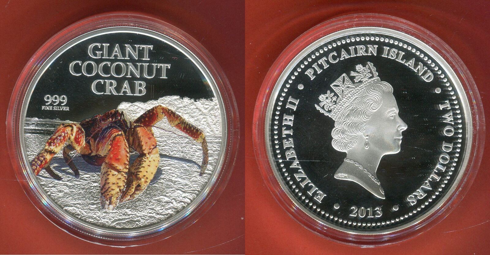 Pitcairn Islands 2 Dollars 2013 Giant Coconut Crab