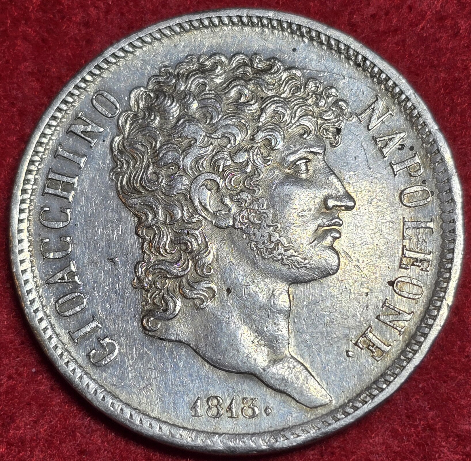 Italien Italy Neapel Napoli Naples 5 Lire 1813 GIOACCHINO NAPOLEONE