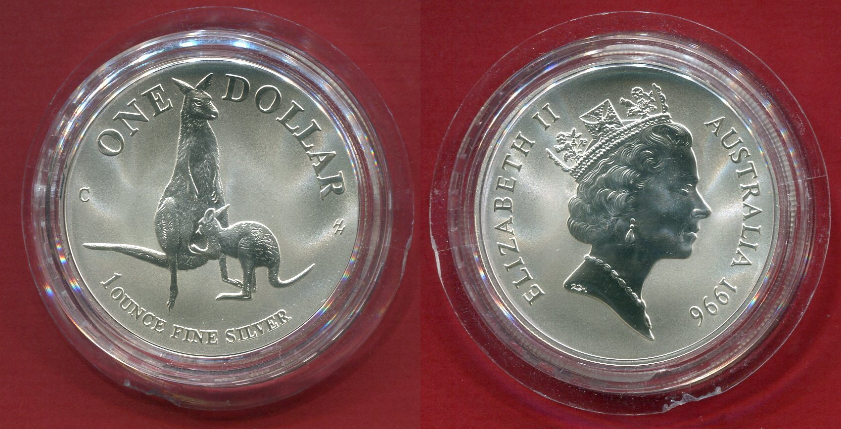 Australien 1 Dollar Silbermünze 1996 Känguru (1 oz) Stempelglanz in ...