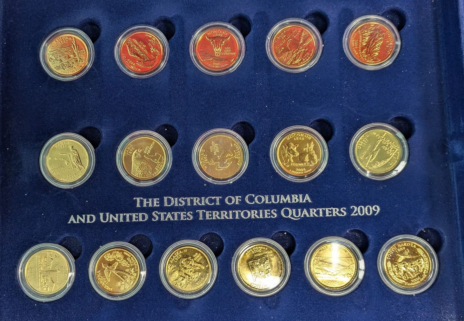 Bitcoin Münze 2001 US State Quarter Vergoldet Im Münzkasten Mit Box, 5er  Set 24k Vergoldete Quarters Komplettset