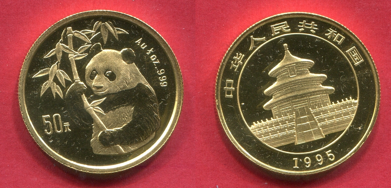 China Peoples Republic 50 Yuan 1/2 Unze Ounce Gold 1995 Panda Keydate ...