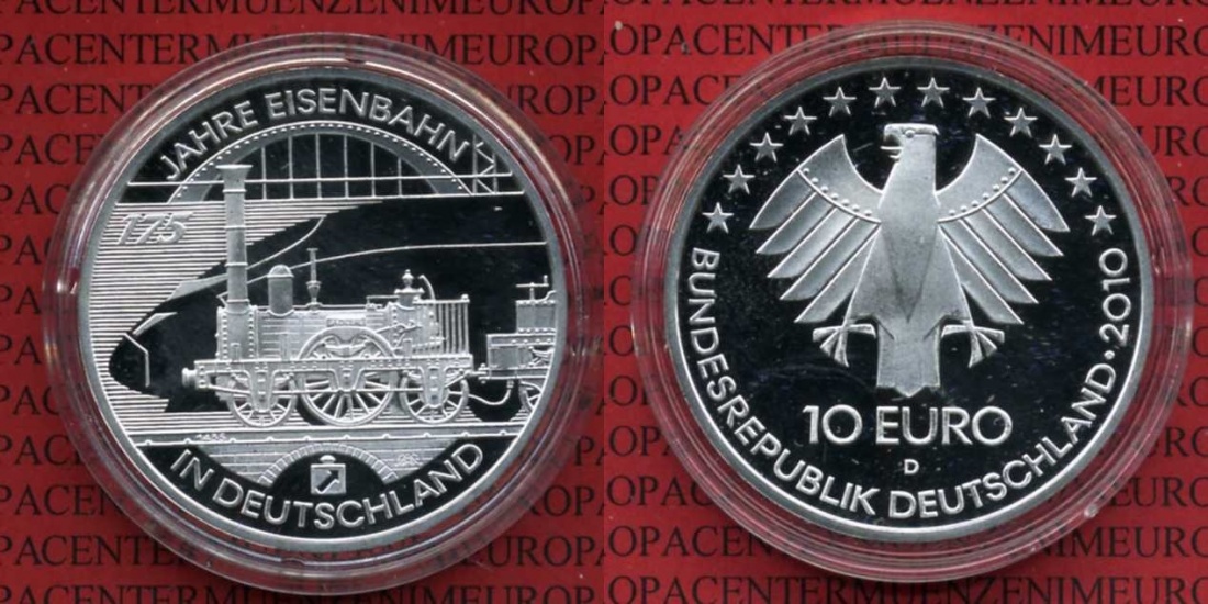 10 Euro Münze 175 Jahre Eisenbahn In Deutschland www.ma-shops.de