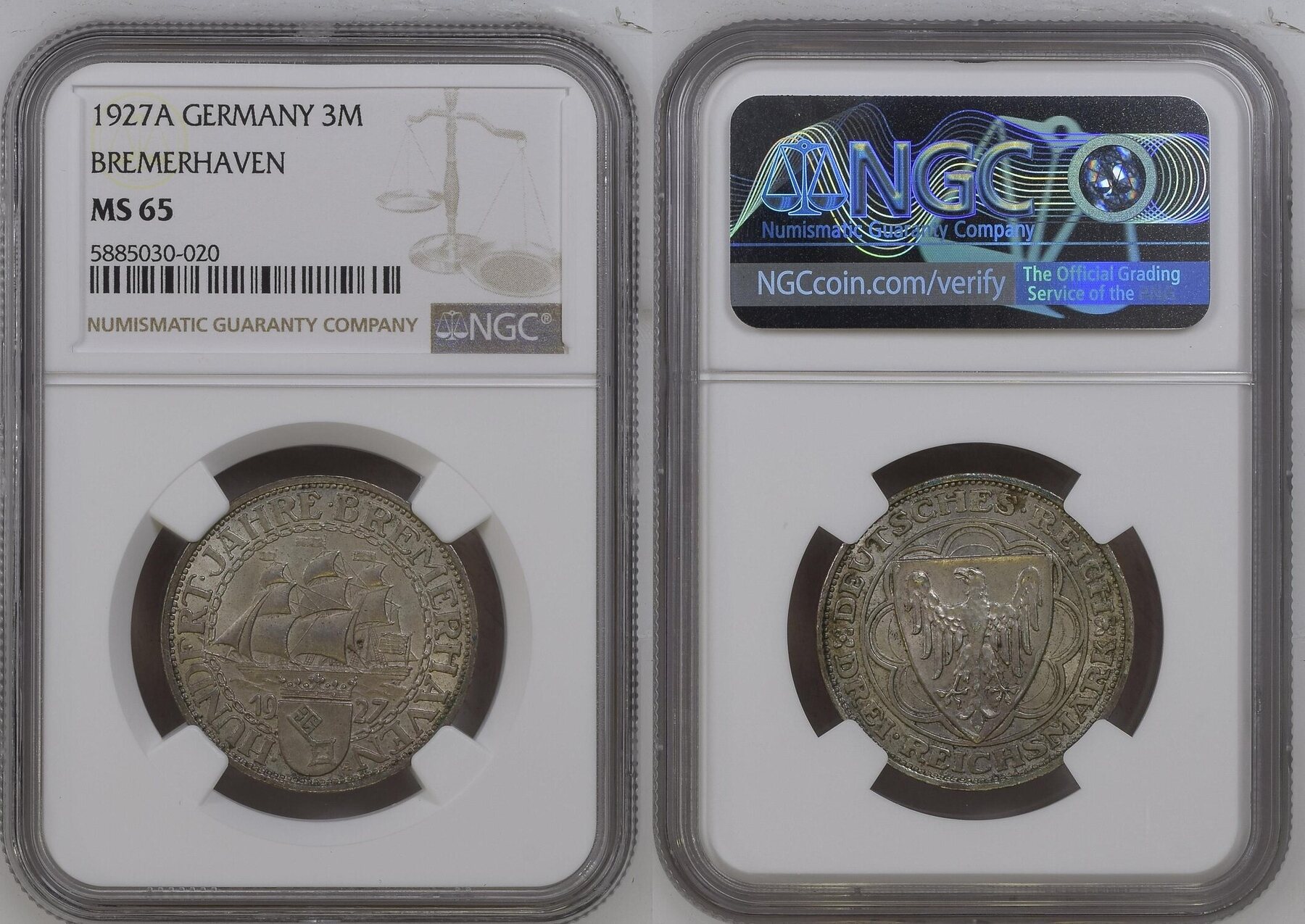 Deutschland Weimarer Republik Germany 3 Mark 1927A 100 Jahre ...