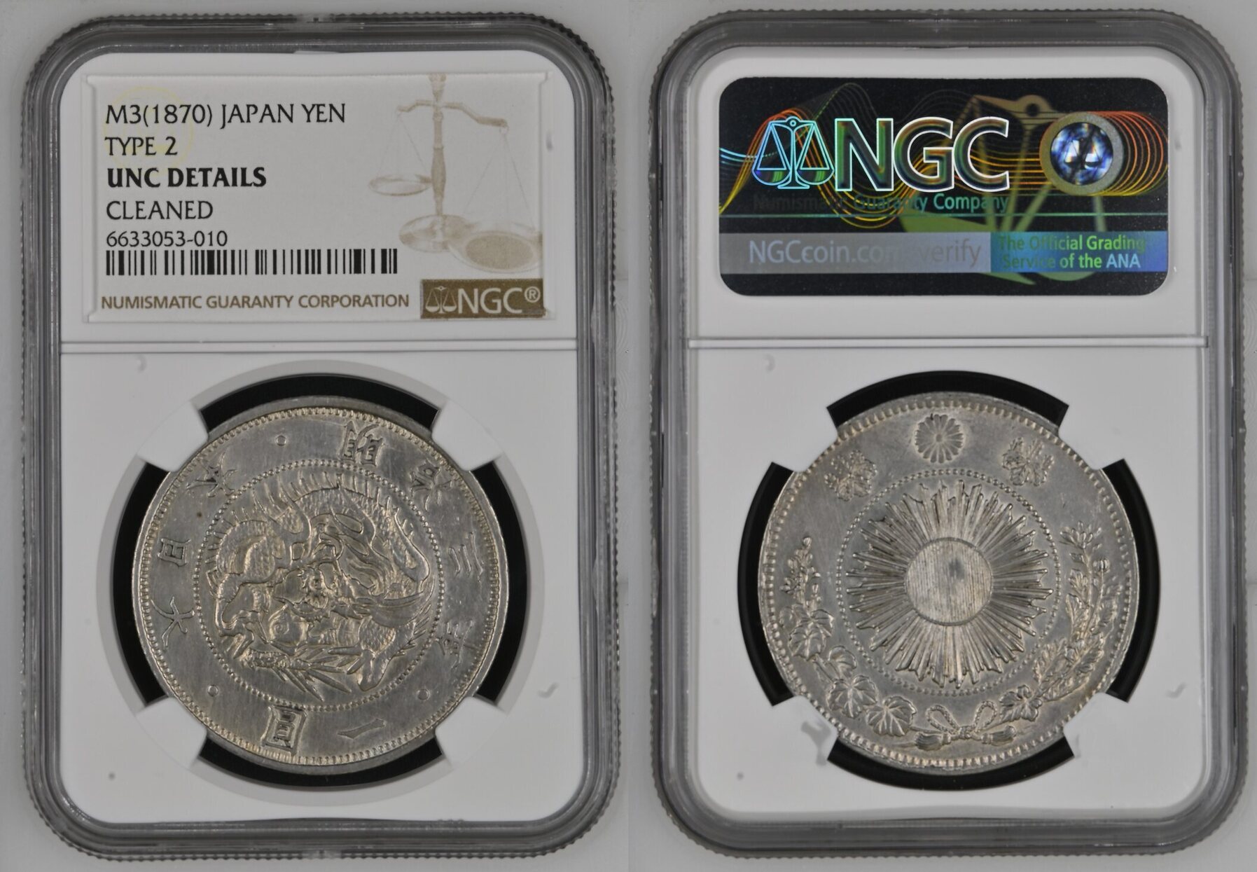 Japan 1 YEN M3 (1870) Year 3 Mutsuhito (Meiji) (1868 - 1912