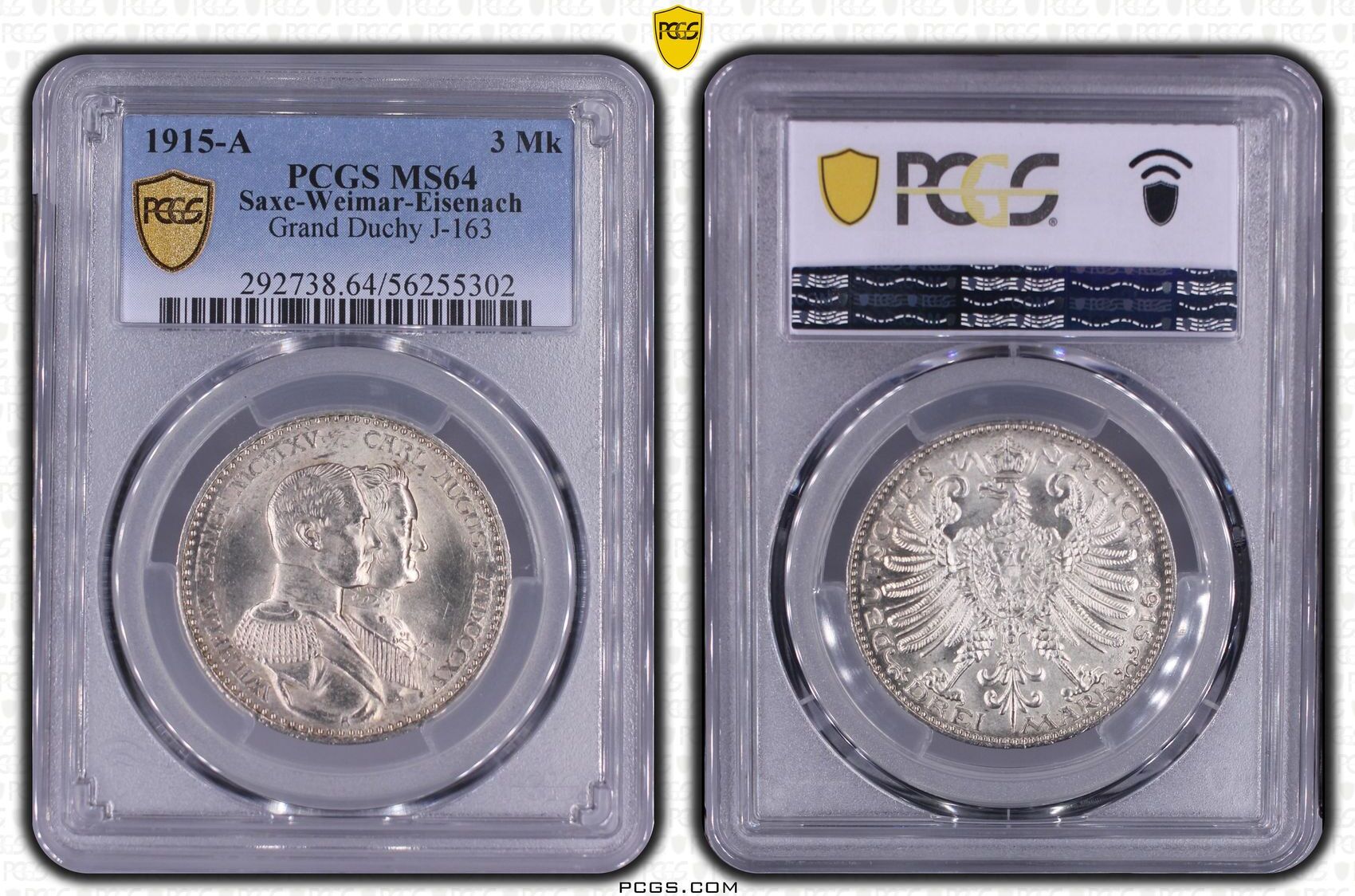 Saxe-Weimar-Eisenach 3 Mark, Silber 1915 100 Jahrfeier Großherzogtm ...