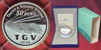 Frankreich France 50 Euro Silber 5 Ounces Unzen Fine Fein TVG and ICE Trains: Lille Europe Railway Station Eisenbahn Auflage nur 268 -