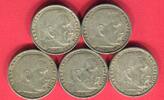 Drittes Reich III. Reich 5 x 5 Mark Silber Paul von Hindenburg - Lot -