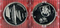 Litauen, Lietuva, Lithuania 50 Litu, LTL 50 Litauen 50 Litu Silber Olympische Sommerspiele London Segeln