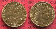 Frankreich, France, III. Republik 20 Francs Goldmünze, Goldcoin Frankreich 20 Francs, 1908 Gallischer Hahn Marianne , Cock Kursmünze Gold