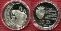 Principat d´Andorra 10 Diners Silber Gefährdete Tierwelt. Andorra. Braunbär. 10 Diners. Silber. 1992