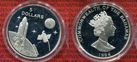 Bahamas 5 Dollars Silber Bahamas 5 Dollar Silber 1994 Spaceshuttle and Satellite Bild
