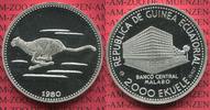 Republica de Guinea Ecuatorial 2000 Ekuele Silbermünze Äquatorial Guinea Cheetah Gepard Sehr Selten ! 写真
