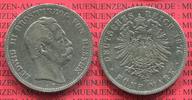 Hessen, Hesse, State of German Empire 5 Mark Silbermünze Hessen 5 Mark 1876 Ludwig III.