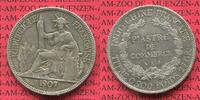 Französisch Indochina Piastre de Commerce Französisch Indochina 1907 A Piaster Silber Piastre de Commerce Trade Coin