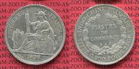 Französisch Indochina Piastre de Commerce Französisch Indochina 1909 A Piaster Silber Piastre de Commerce Trade Coin